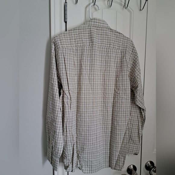 ORVIS Active Fit check shirt oatmeal green brown neutral cotton button down M - Picture 2 of 9
